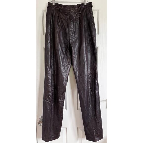 Michael Hoban North Beach Leather Brown Pants - Picture 1 of 9
